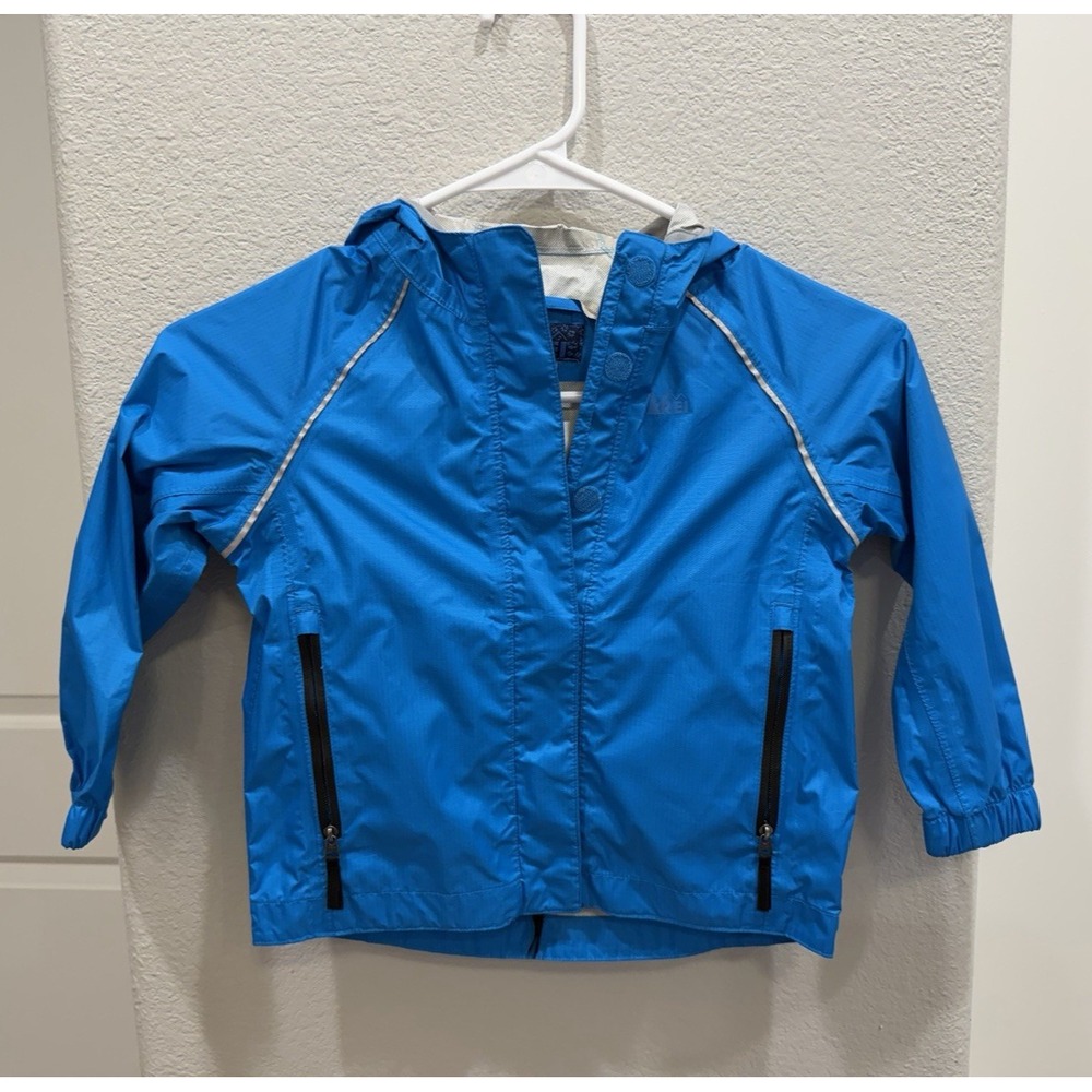 REI Co-op Toddler 3T Blue Hooded Jacket Windbreaker w/Reflective Trim